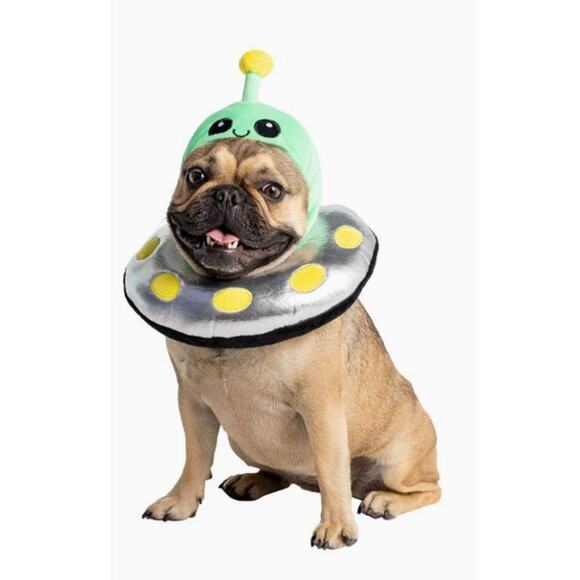 PetSmart Thrills & Chills Alien UFO Dog Costume Headpiece Halloween Green L/XL - Picture 2 of 8